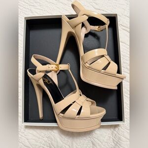 Saint Laurent Paris Tribute Nude Patent Leather Size Size 37